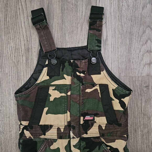 Dickies Kids Camo Insulated Overalls Green Brown Workwear – Boys 6-7 - Picture 5 of 11